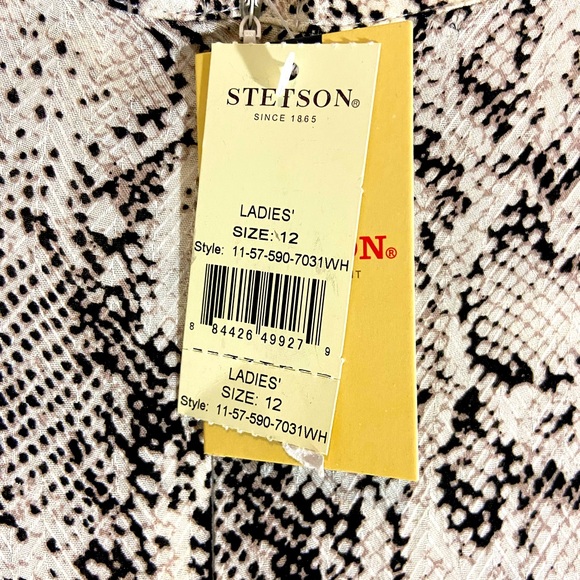 Stetson white snake Pocket Mock Neck A Line Dress. - Picture 3 of 6